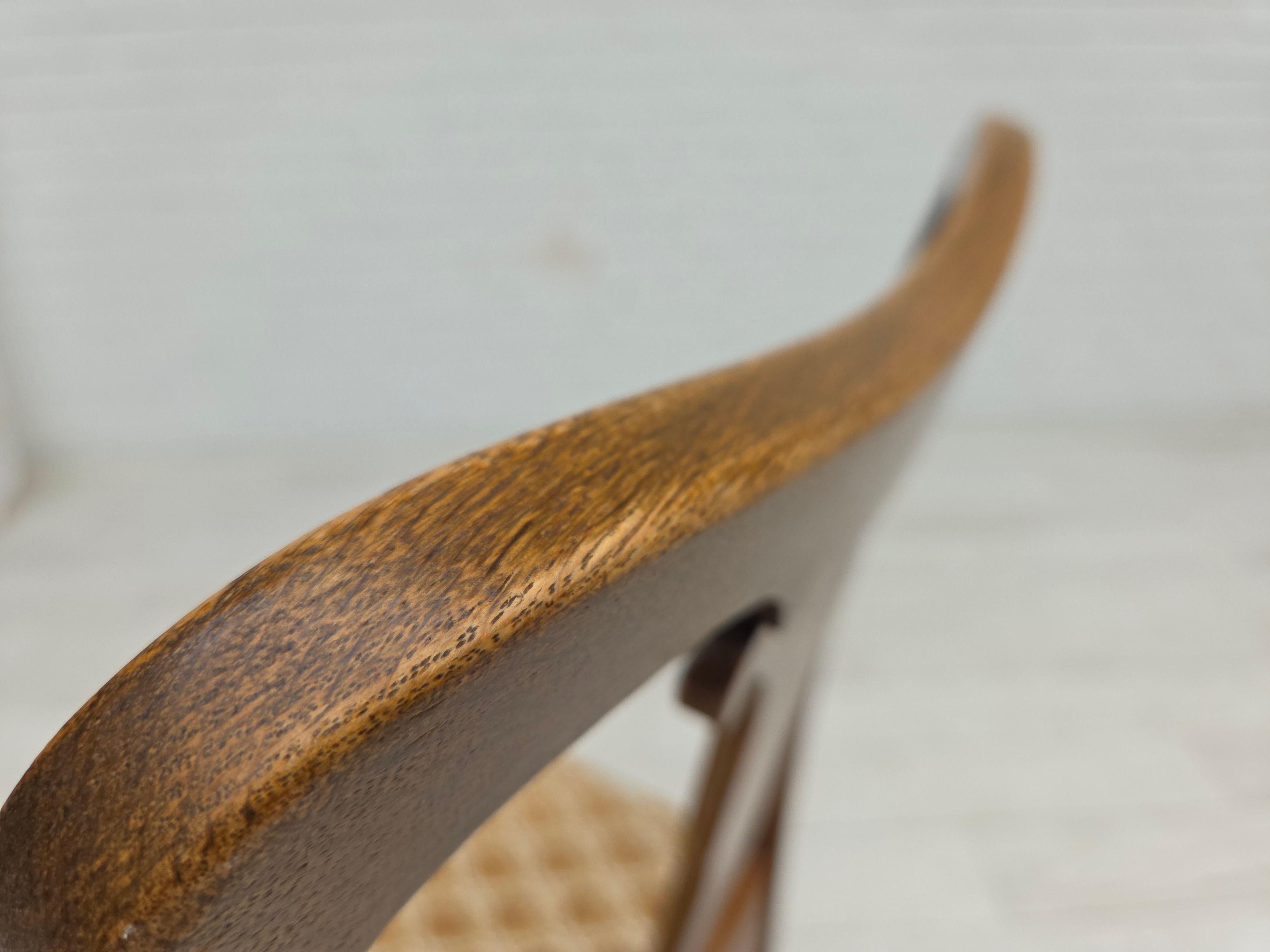Anni '30, set di 6 sedie Wood, mobili in velluto, legno di Oak, tappezzate. in vendita 4