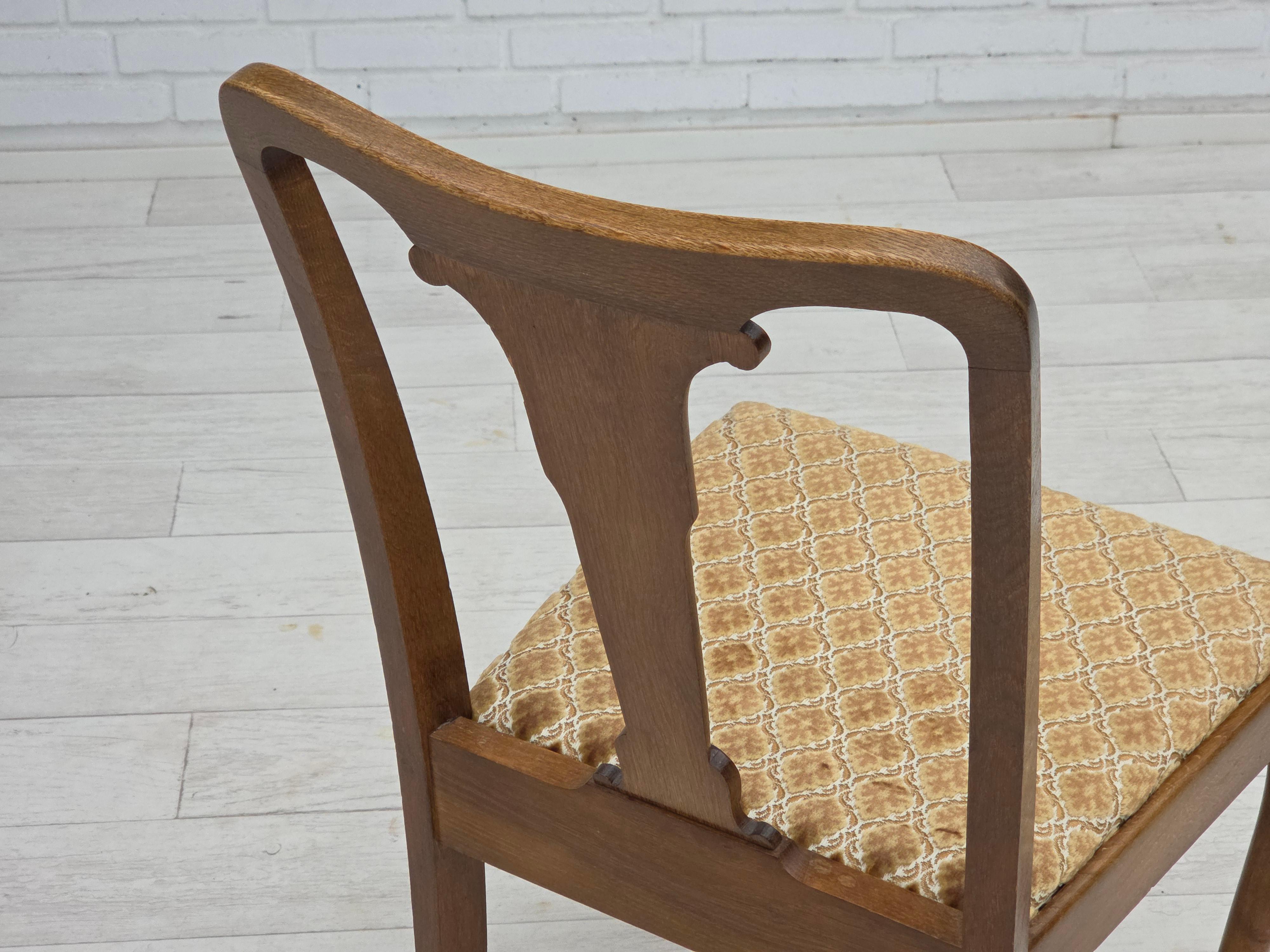 Anni '30, set di 6 sedie Wood, mobili in velluto, legno di Oak, tappezzate. in vendita 12
