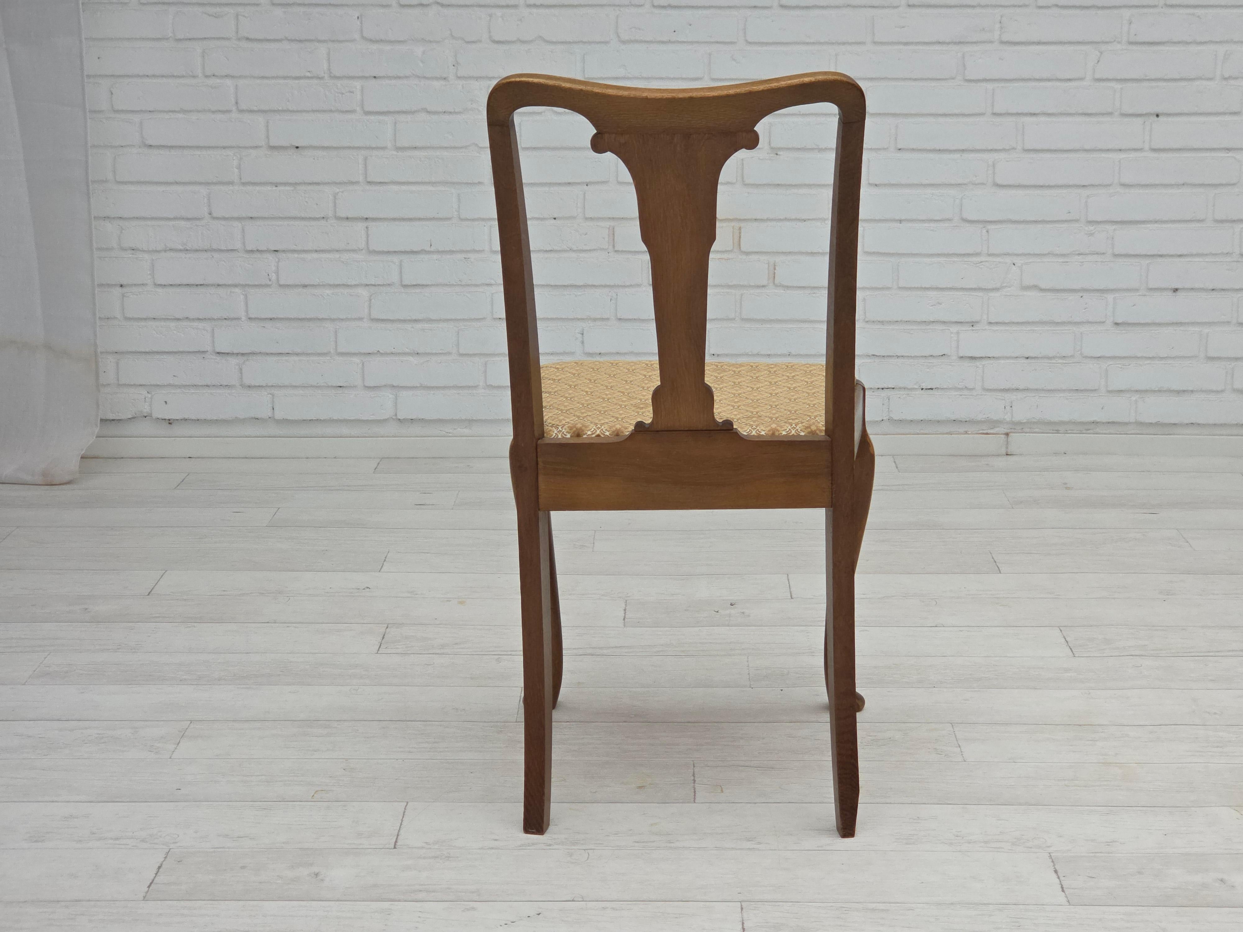 Anni '30, set di 6 sedie Wood, mobili in velluto, legno di Oak, tappezzate. in vendita 1