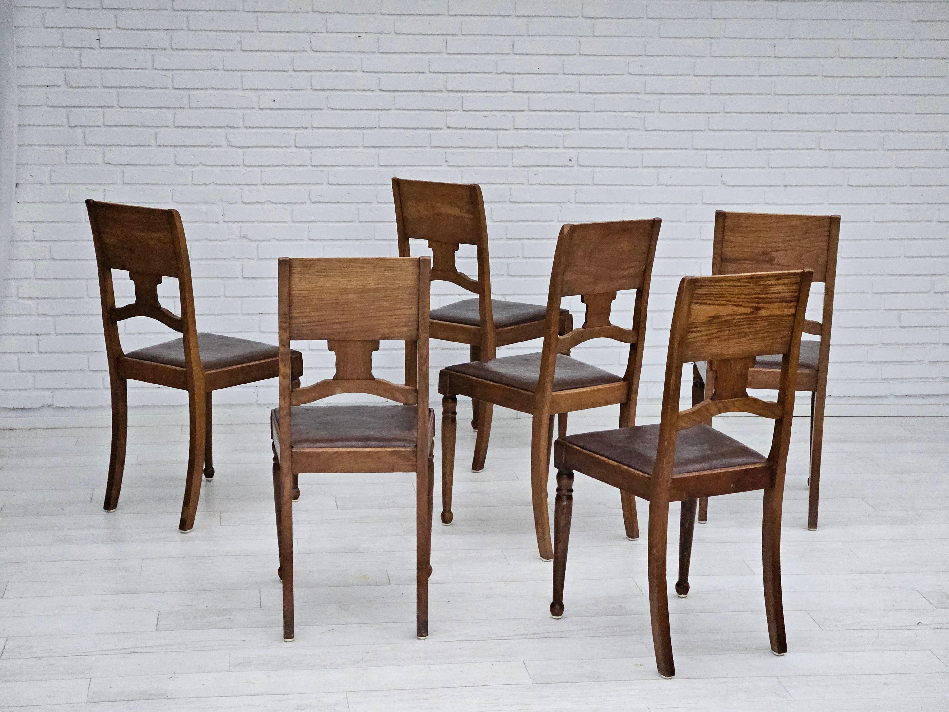 Scandinavian Modern 1930s, set of 6 scandinavian chairs, original good condition. For Sale