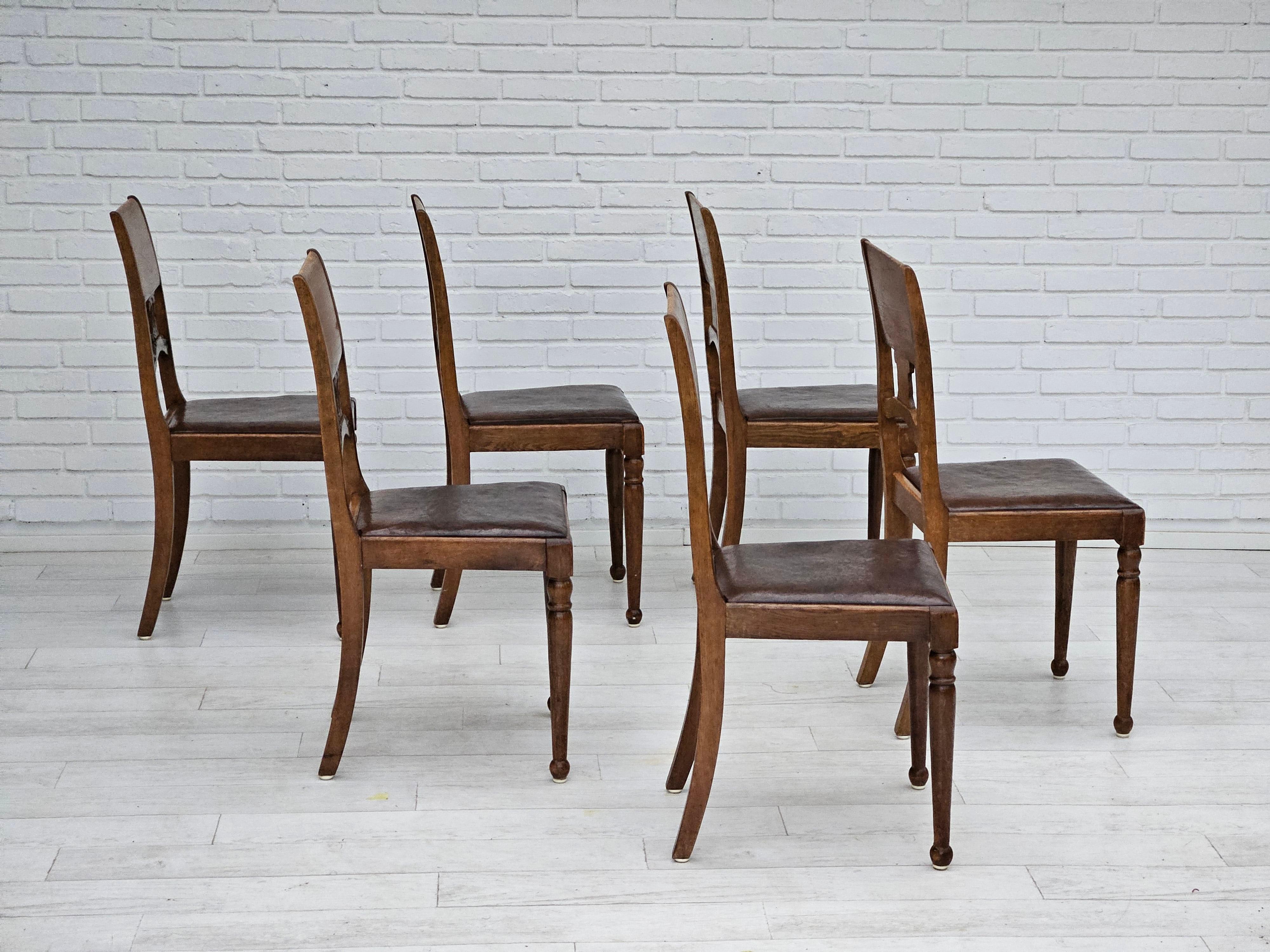 Danois 1930, ensemble de 6 chaises scandinaves, bon état d'origine. en vente