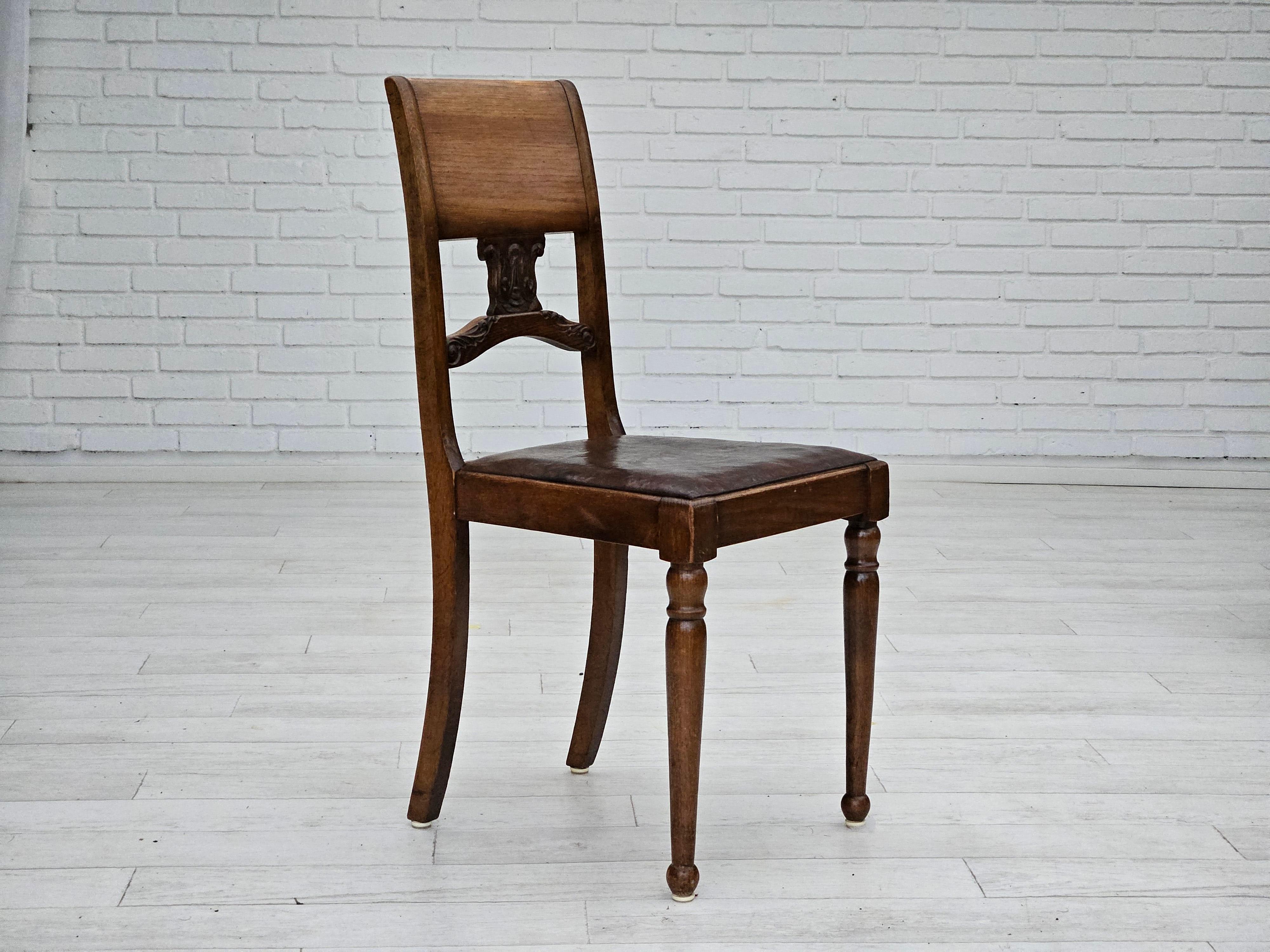 1930, ensemble de 6 chaises scandinaves, bon état d'origine. Bon état - En vente à Tarm, 82
