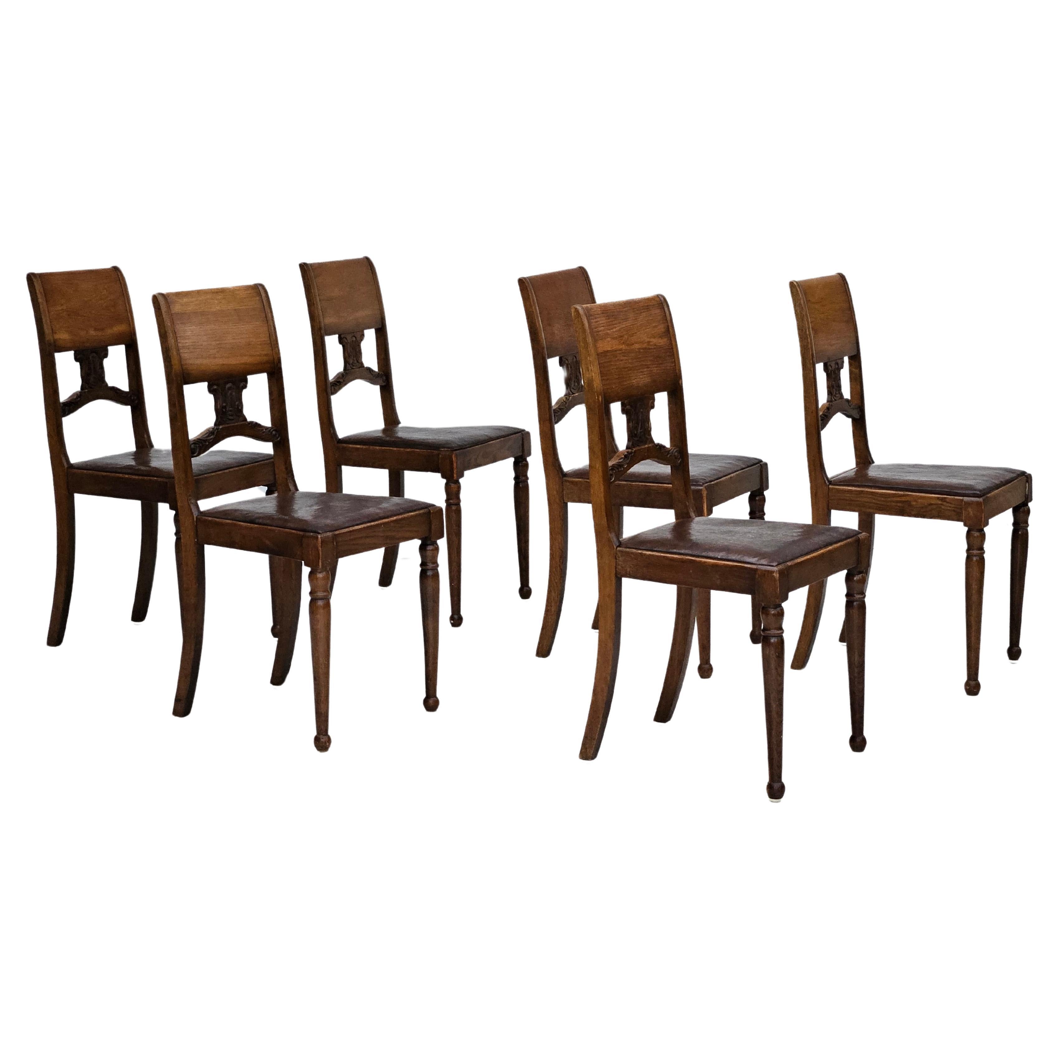 1930s, set of 6 scandinavian chairs, original good condition. For Sale