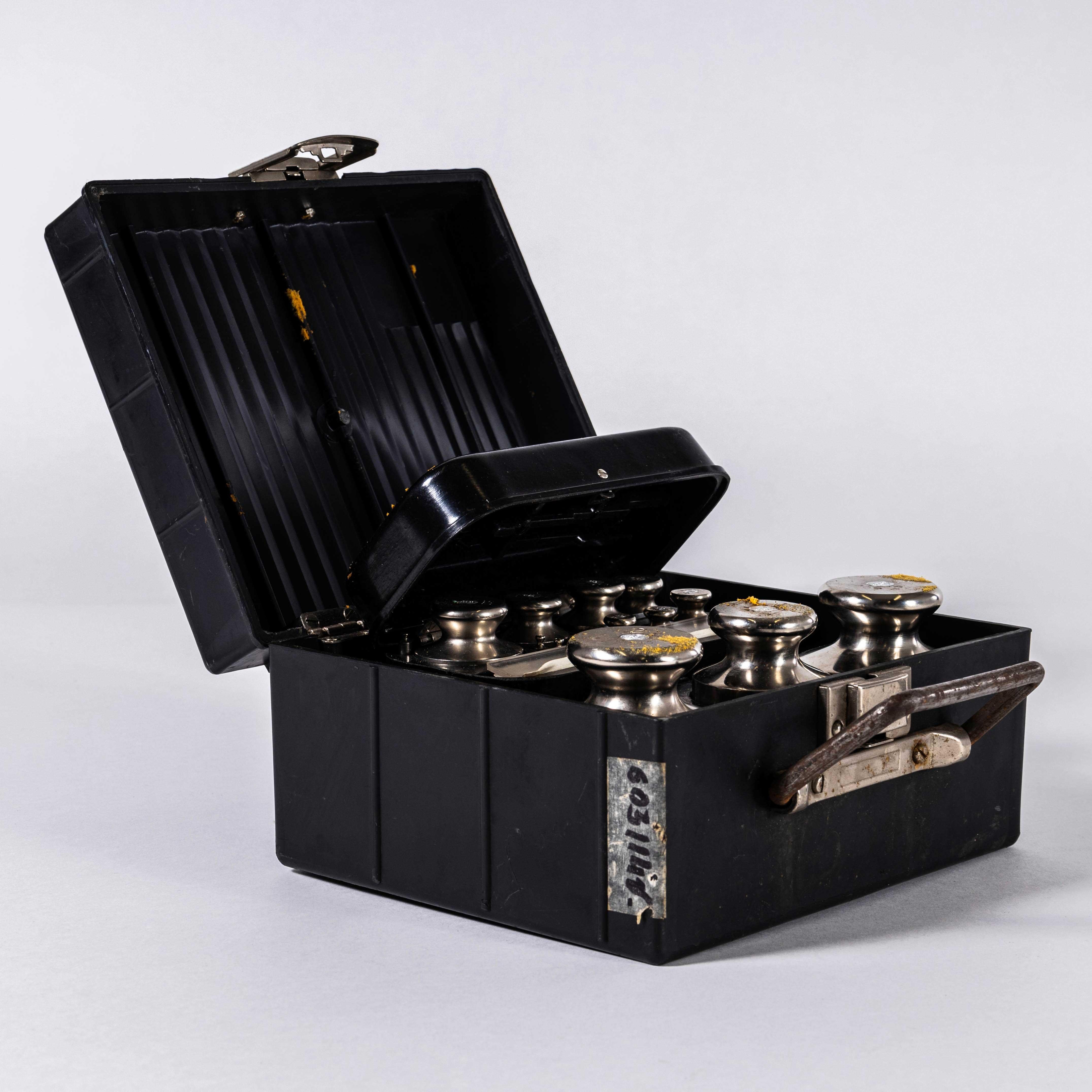 1930's Set Of Balance Scale Validation Weights - Large Set. 

Rare and unusual 1930's set of weights used to set a validation standard for industrial balance scales. Set as photographed including Bakelite case, sourced from an industrial laboratory