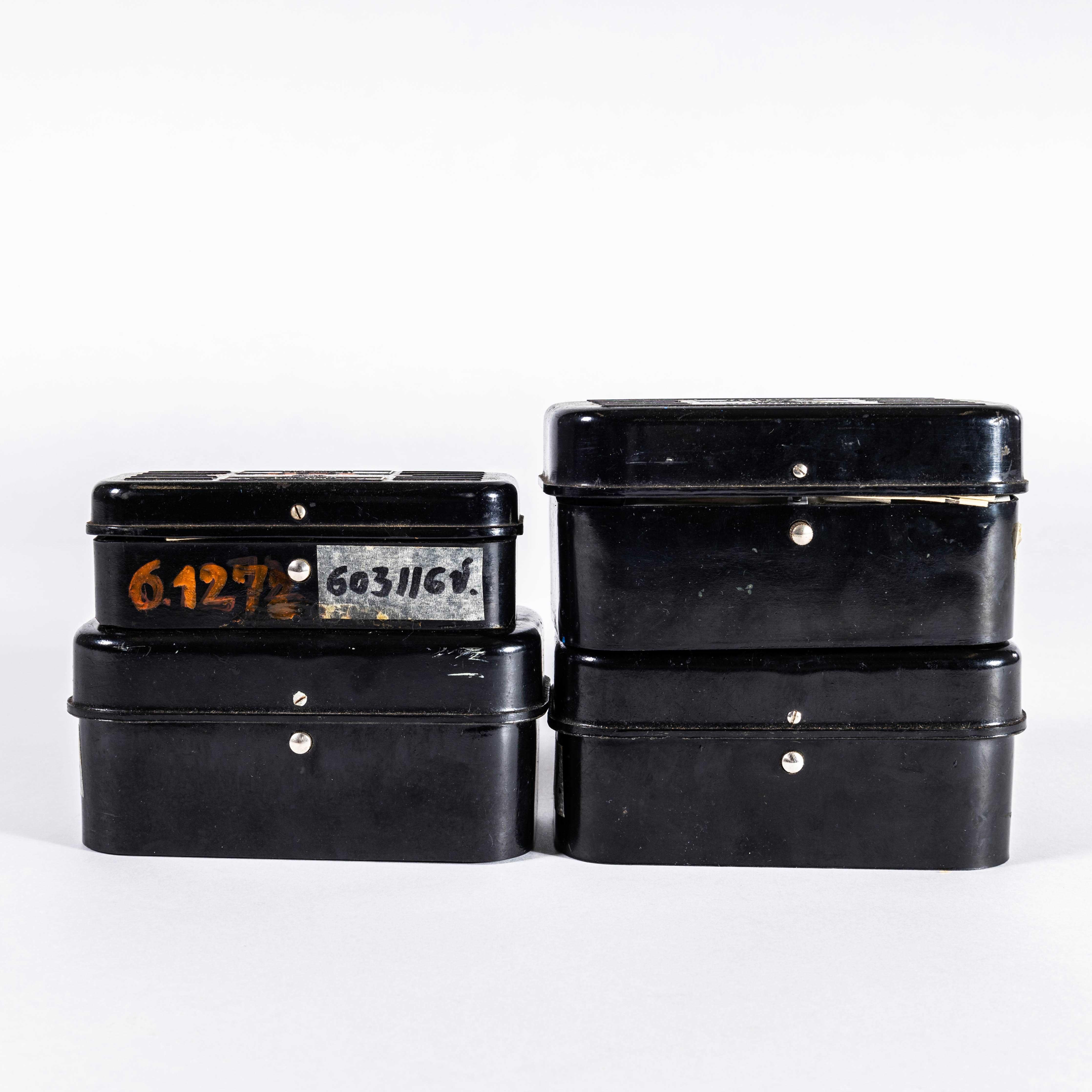 1930's Set Of Balance Scale Validation Weights - Small Set. 

Rare and unusual 1930's set of weights used to set a validation standard for industrial balance scales. Set as photographed including Bakelite case, sourced from an industrial laboratory