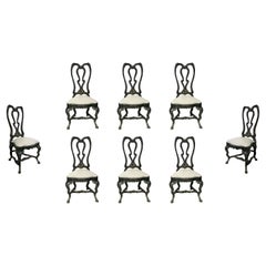 1930s Set of Eight Chairs Carved in Wood and Polychromed