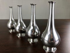 1930s Set of Four Danish Just Andersen Art Deco Pewter Vases