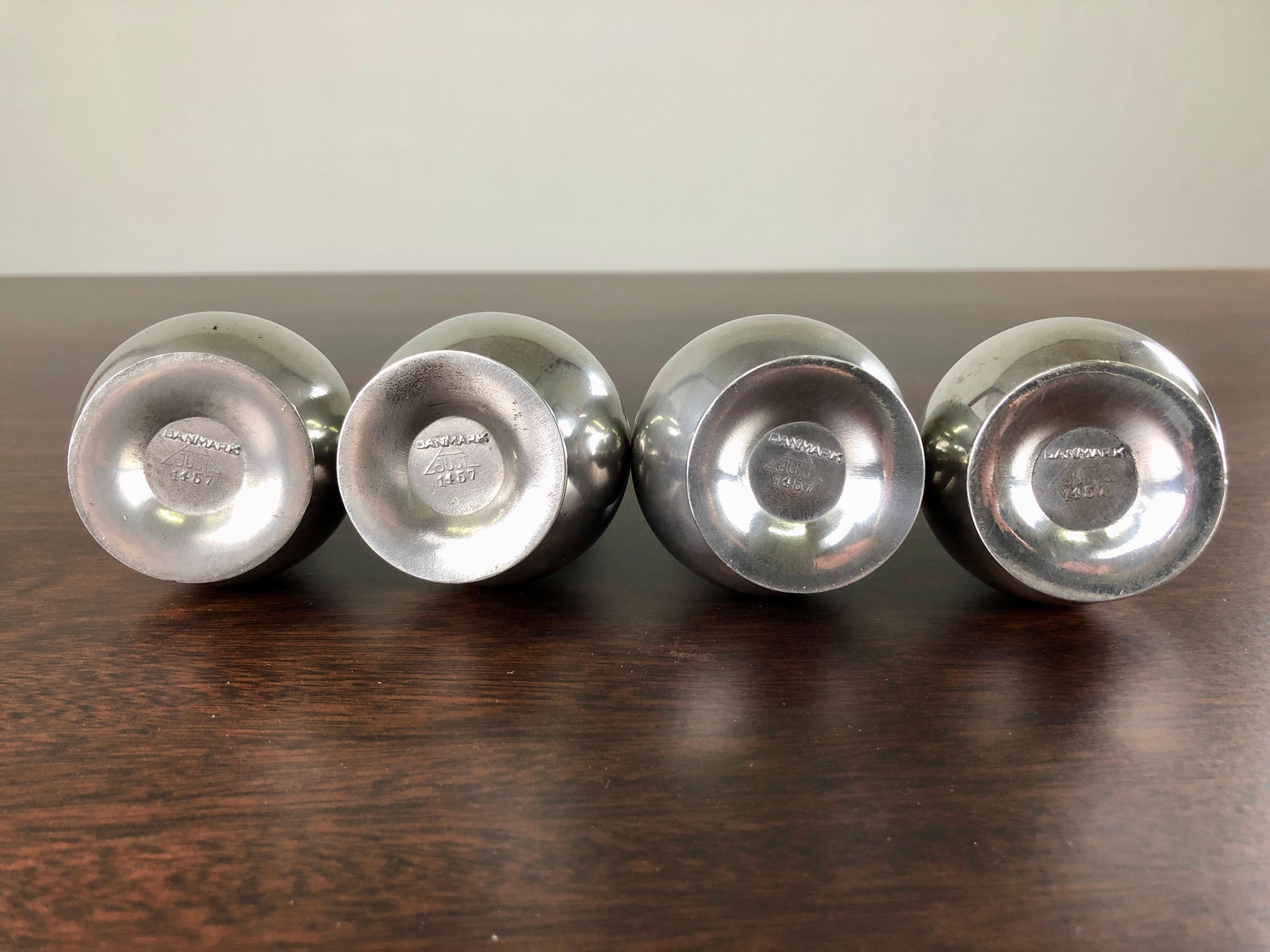 1930s Set of Four Danish Just Andersen Art Deco Pewter Vases 2