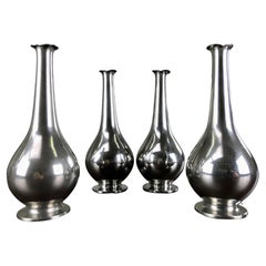 1930s Set of Four Danish Just Andersen Art Deco Pewter Vases