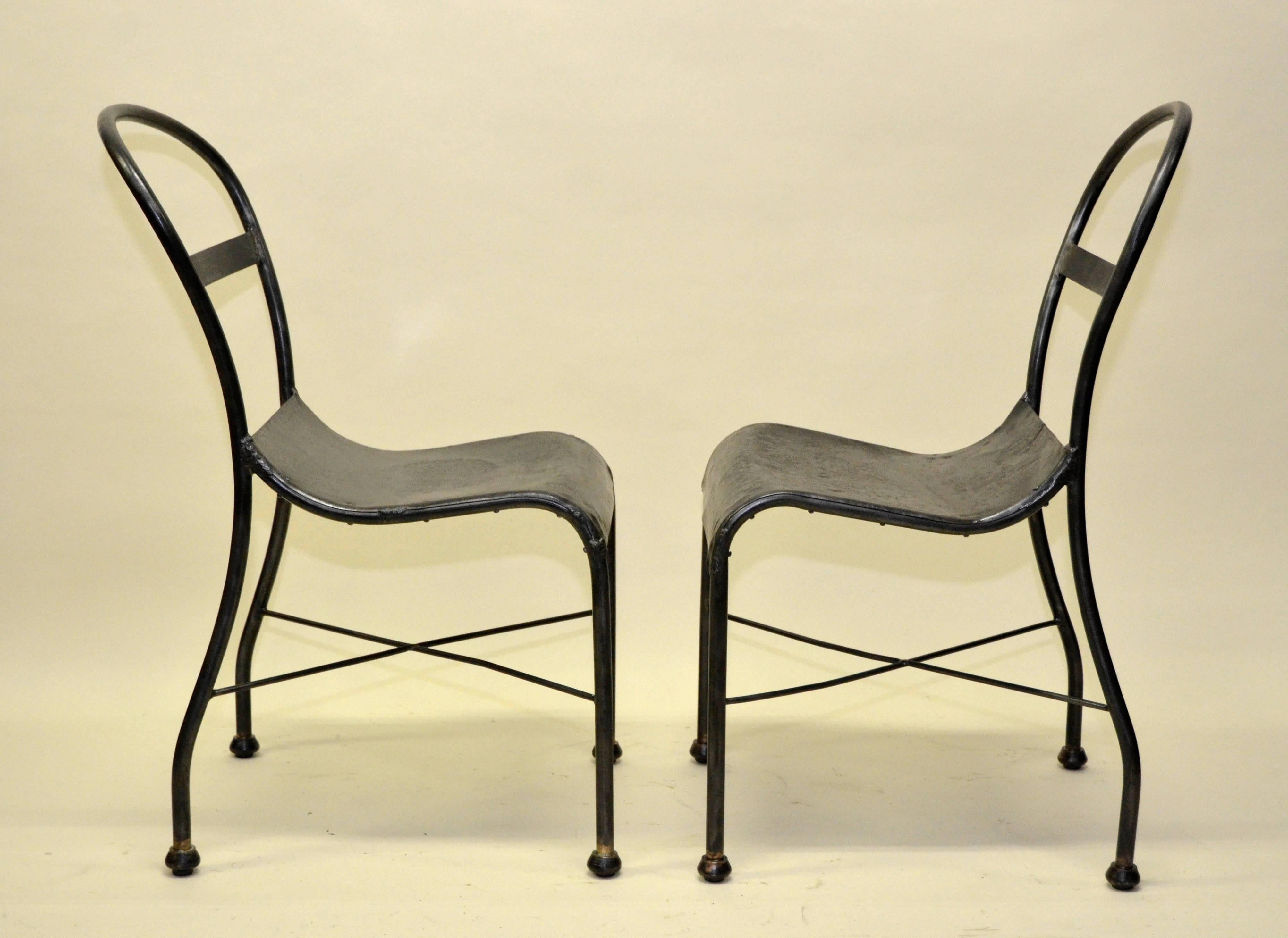 1930s Set of Four Polished Metal Chairs In Good Condition For Sale In Milan, IT