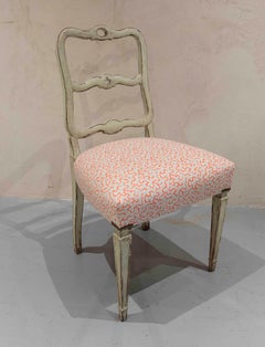 1930 - Ensemble de six chaises provençales avec tapisserie corail