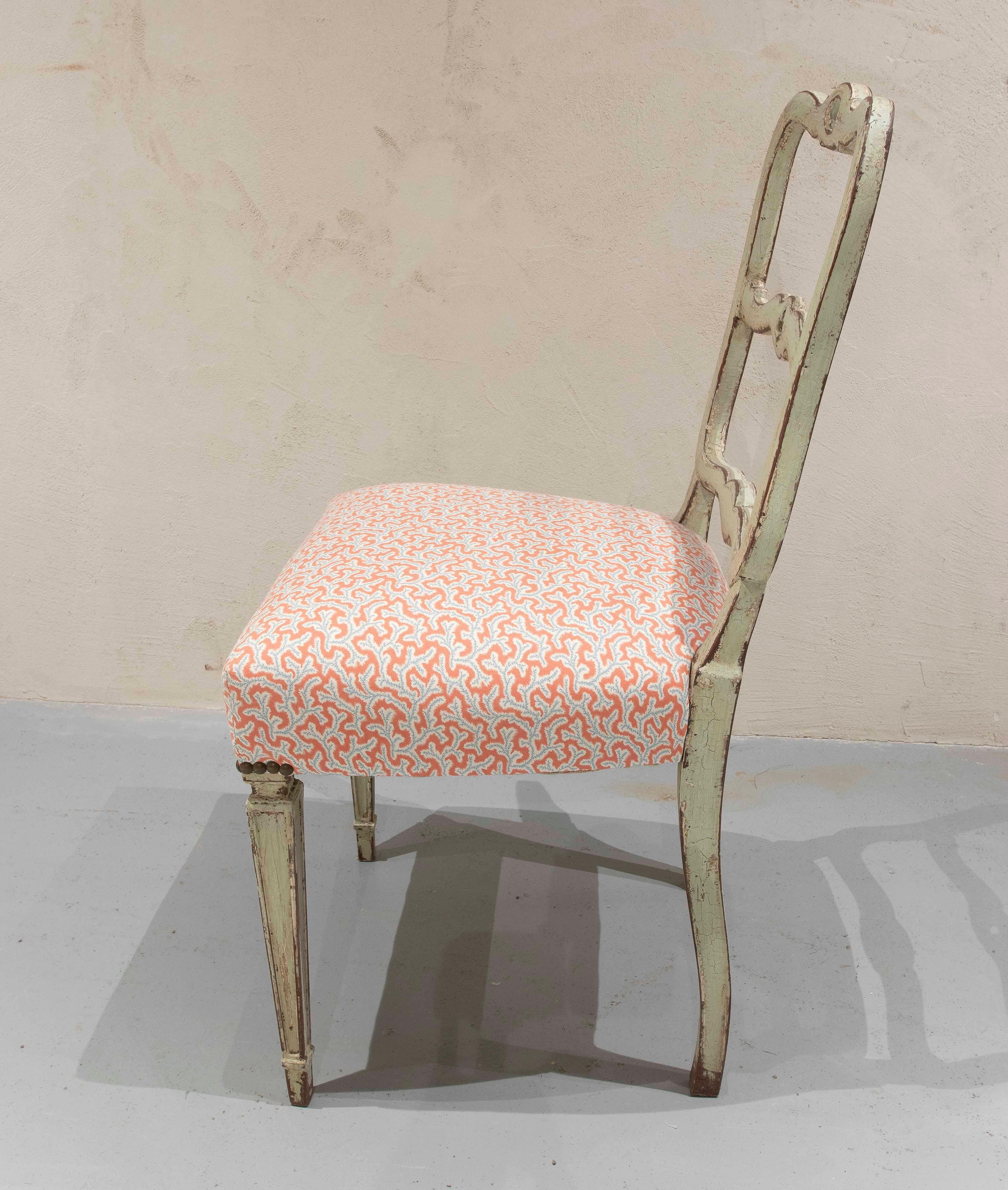 1930 - Ensemble de six chaises provençales avec tapisserie corail Bon état - En vente à Marbella, ES