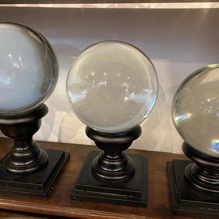 1930s, Set of Three Art Deco Transparent Murano Glass Spheres on Stands 5