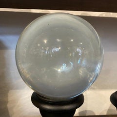 1930s, Set of Three Art Deco Transparent Murano Glass Spheres on Stands