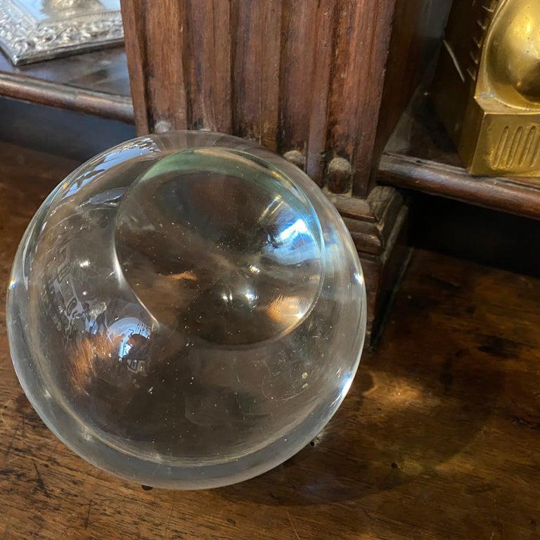 1930s, Set of Three Art Deco Transparent Murano Glass Spheres on Stands 2
