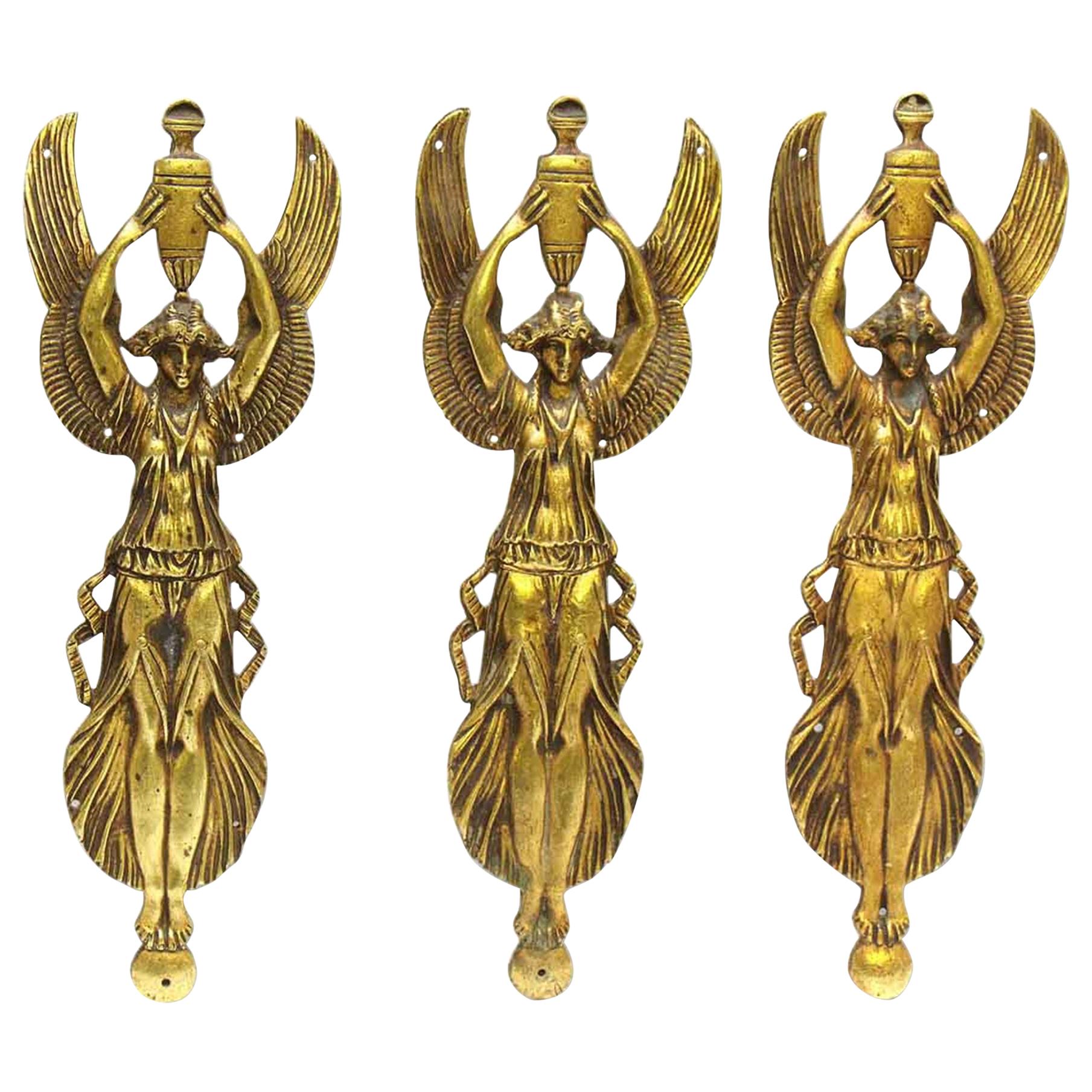 1930s Set of Three French Art Deco Bronze Appliques