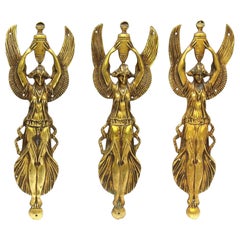 1930s Set of Three French Art Deco Bronze Appliques