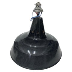 1930s Set of Three Industrial Black Painted Metal Italian Pendants