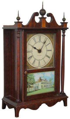 1930s Seth Thomas Kingsbury Pillar Scroll Electric Mantel Clock Reverse Painted