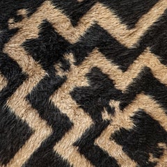 1930s Shaggy Pile Midnight Black and Brown Turkish Tülü Long Rug