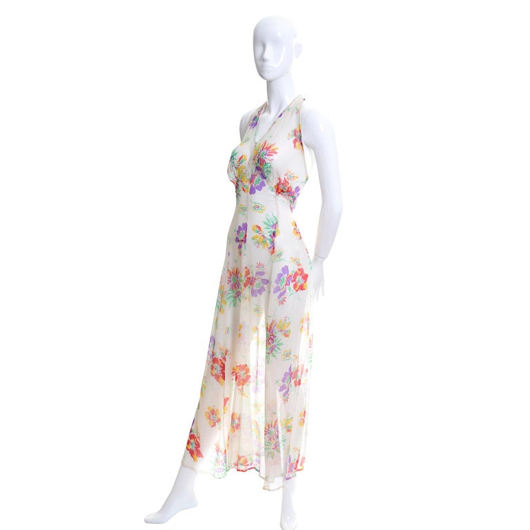 1930s Sheer Floral Silk Chiffon Halter Dress W Puffy Sleeve Bolero Jacket  For Sale at 1stDibs | puff sleeve bolero, halter dress with jacket, floral  bolero jacket