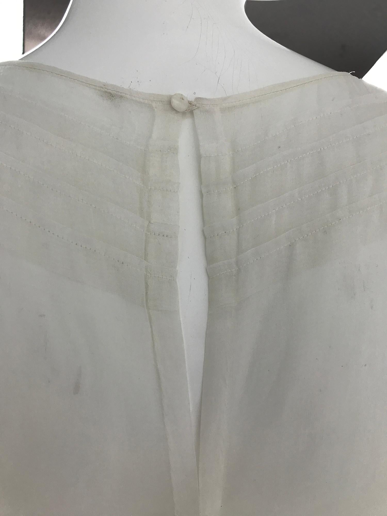 1930s Sheer White Organza Lantern Sleeve Gown  5