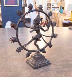 1930s Shiva Nataraja Bronze Sculpture with Decorative Ring of Fire