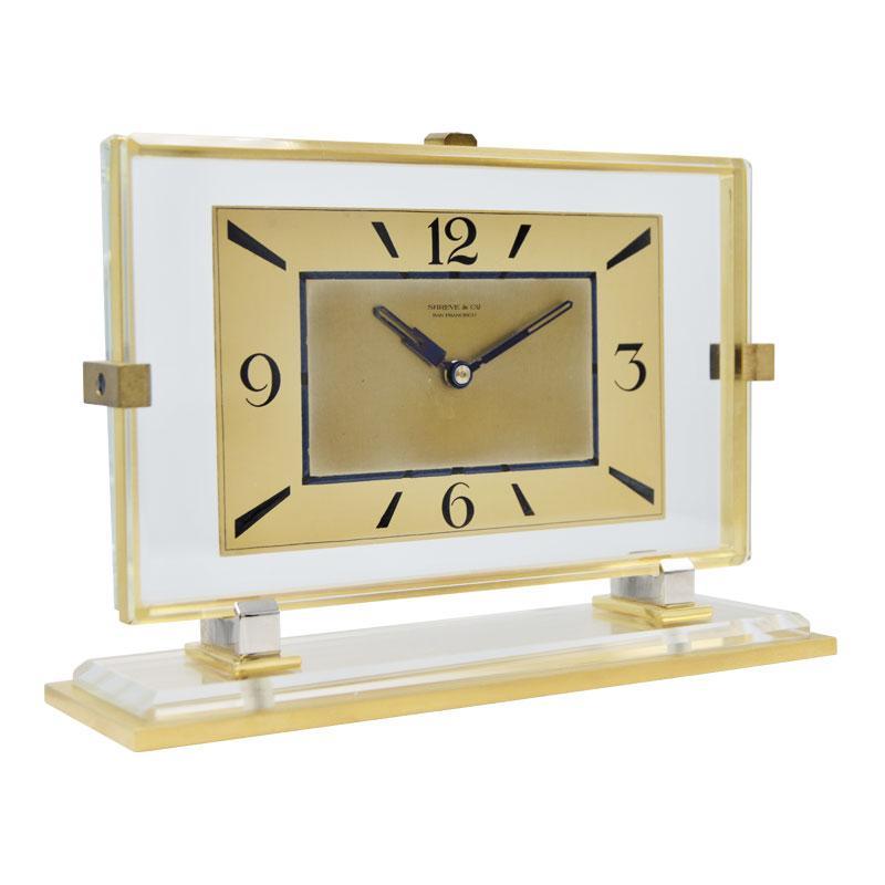 American 1930s Shreve and Company Art Deco Desk Clock For Sale