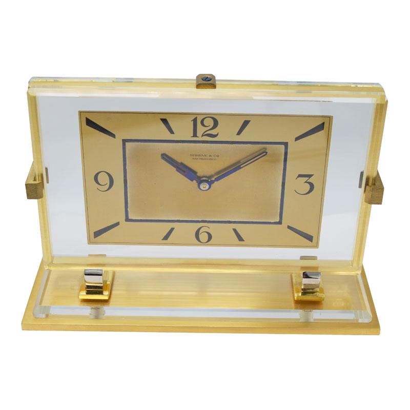 da uomo o donna 1930s Shreve and Company Art Deco Desk Clock in vendita