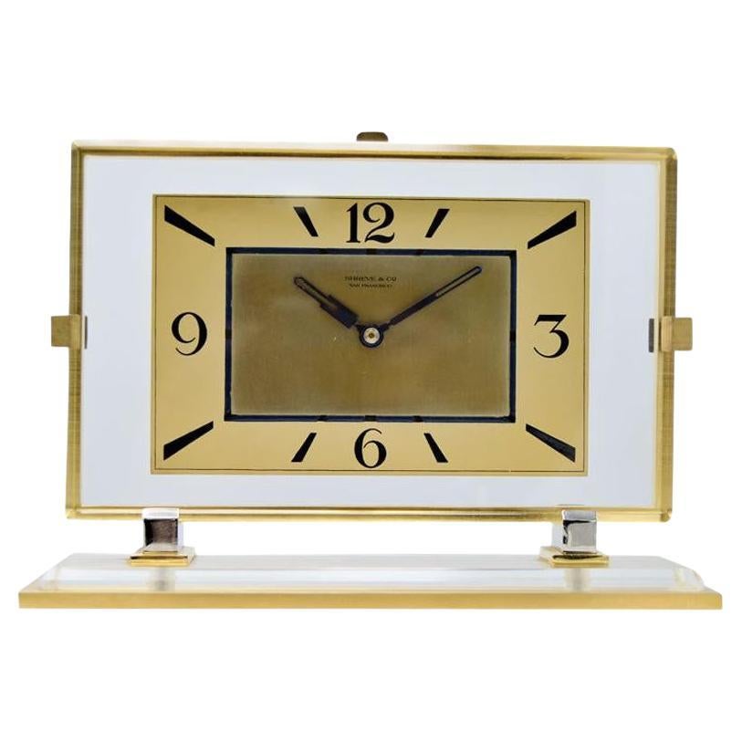 Horloge de bureau Art déco Shreve and Company des années 1930 en vente