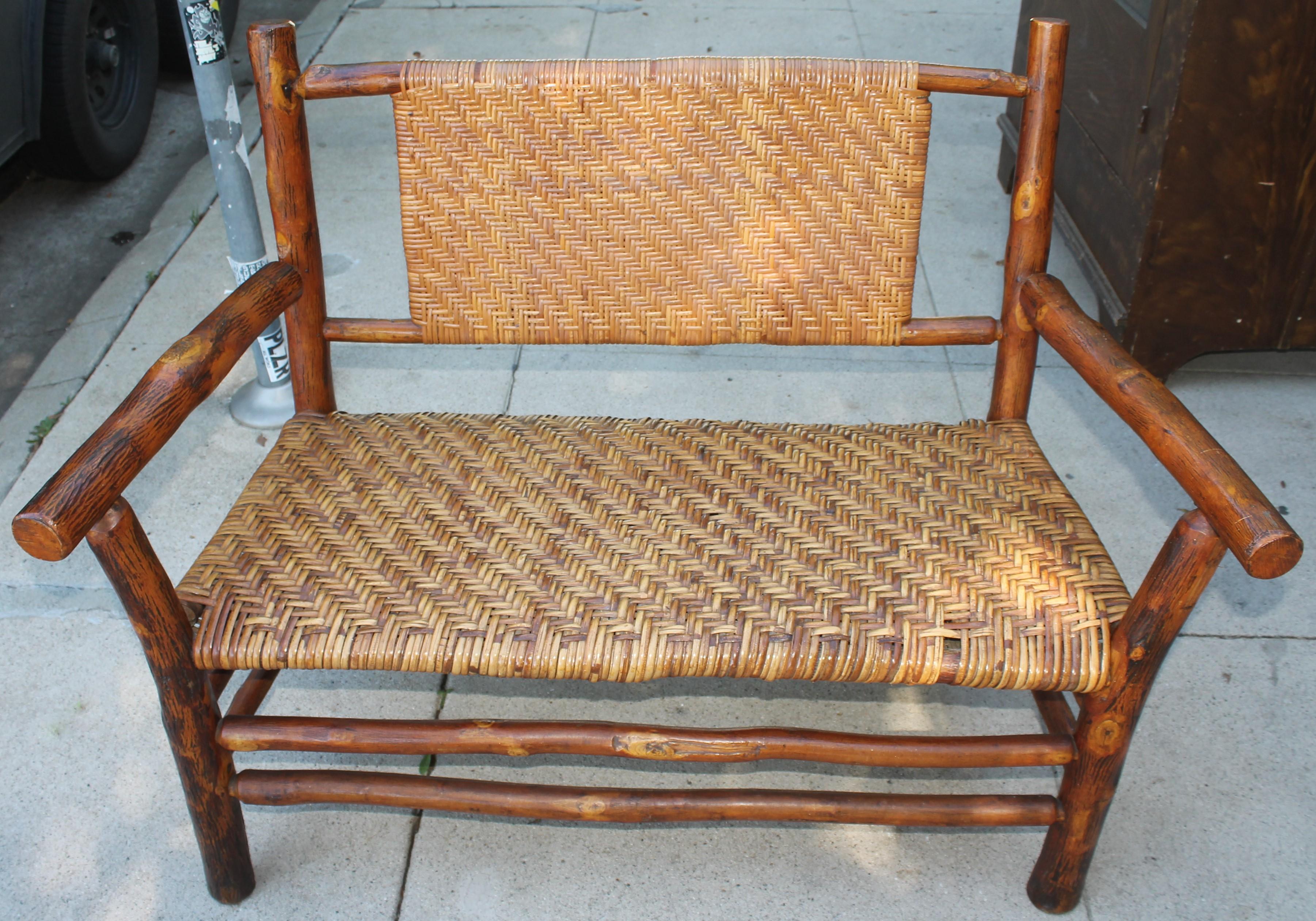 American 1930s Signed Old Hickory Settee/Bench