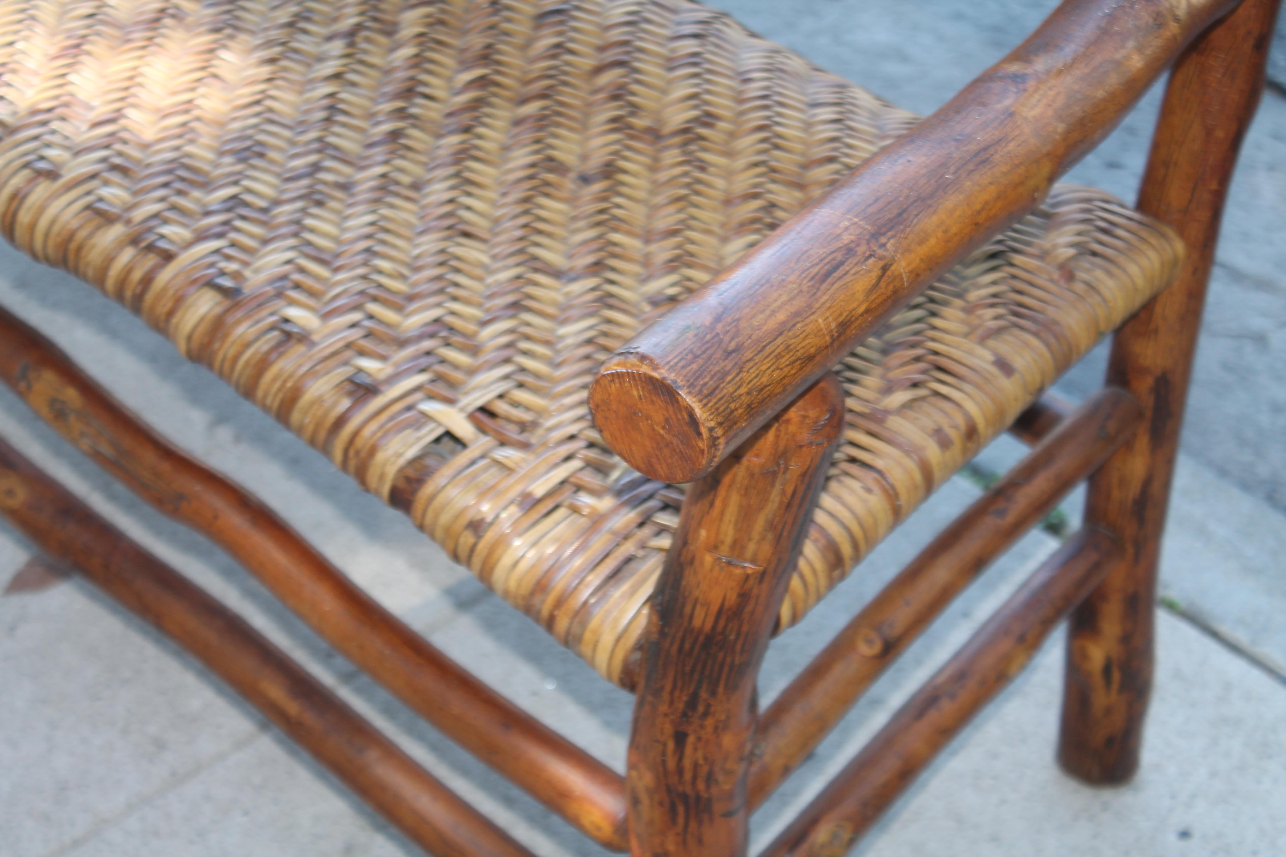 1930s Signed Old Hickory Settee/Bench In Good Condition In Los Angeles, CA