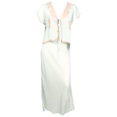 1930s Silk Aqua and Peach Sleepwear Set