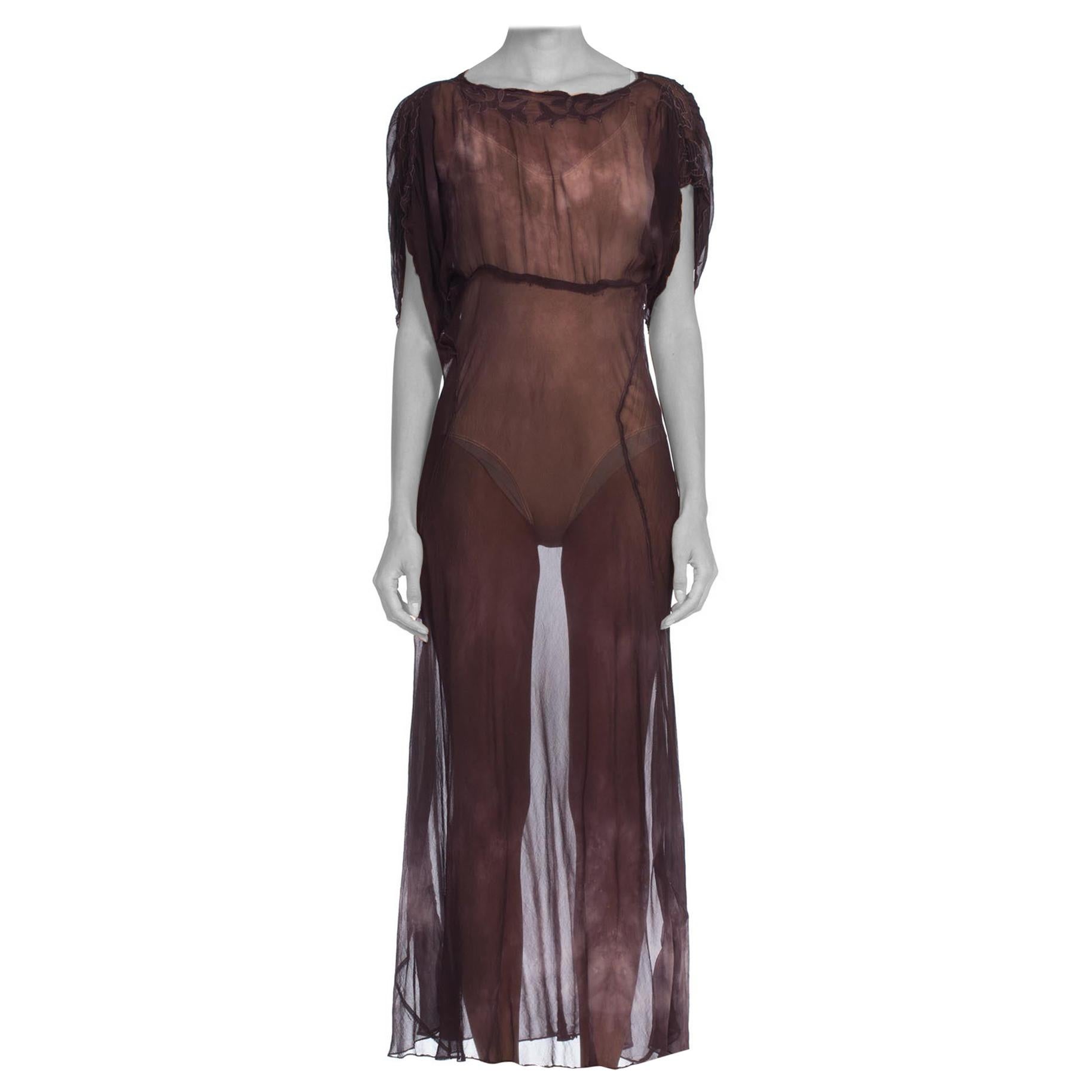 1930s Silk Chiffon Bias Sheer Tie Dye Reworked Dress