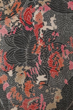 1930's Silk jacquard shawl mix with lurex and black silk fringes
