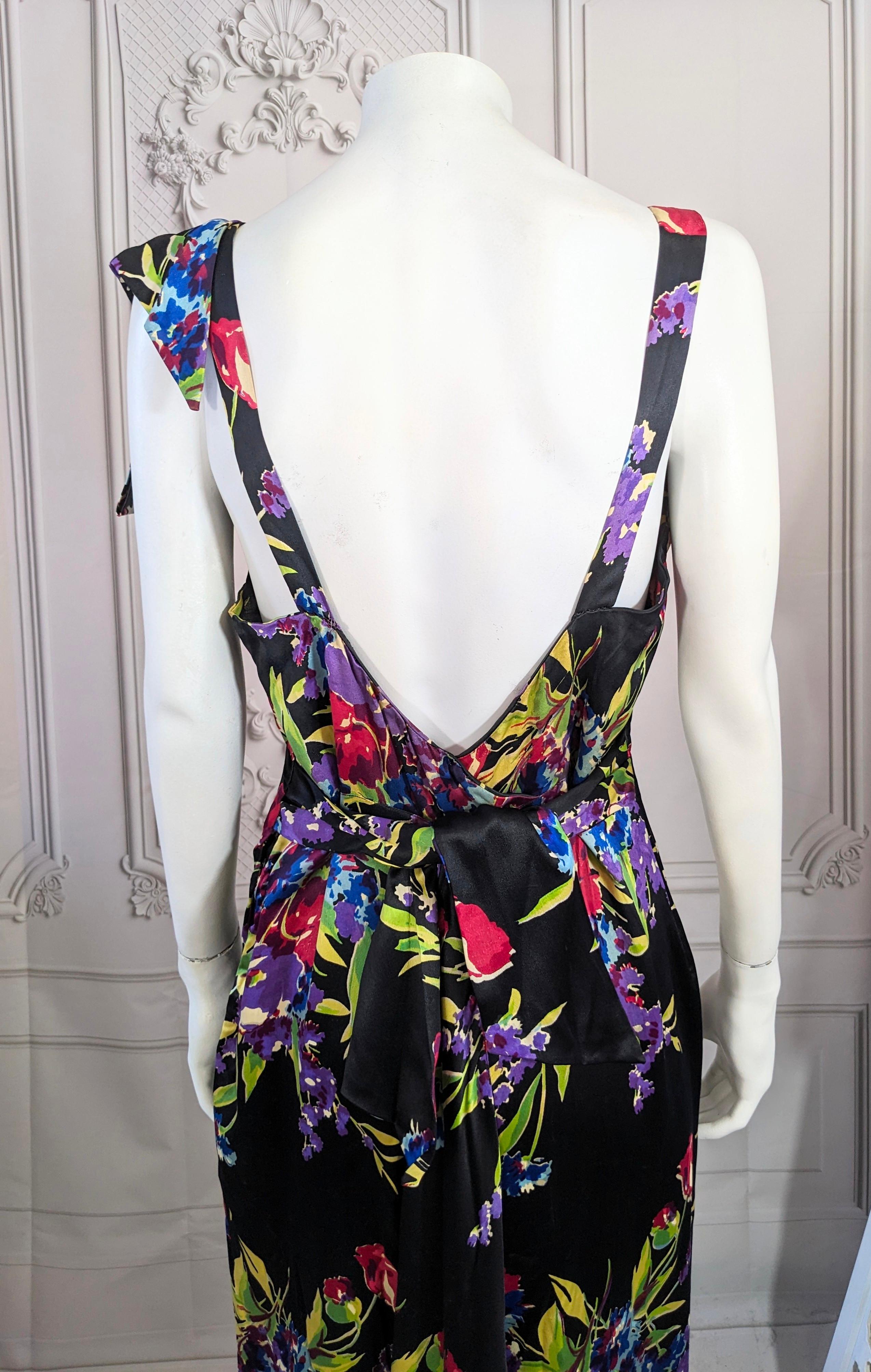 Robe à fleurs en satin de soie des années 1930, textile Paul Poiret en vente 7