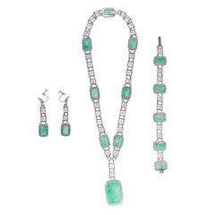 1930s Silver & Peking Glass Art Deco 3 Piece Jewellery Set