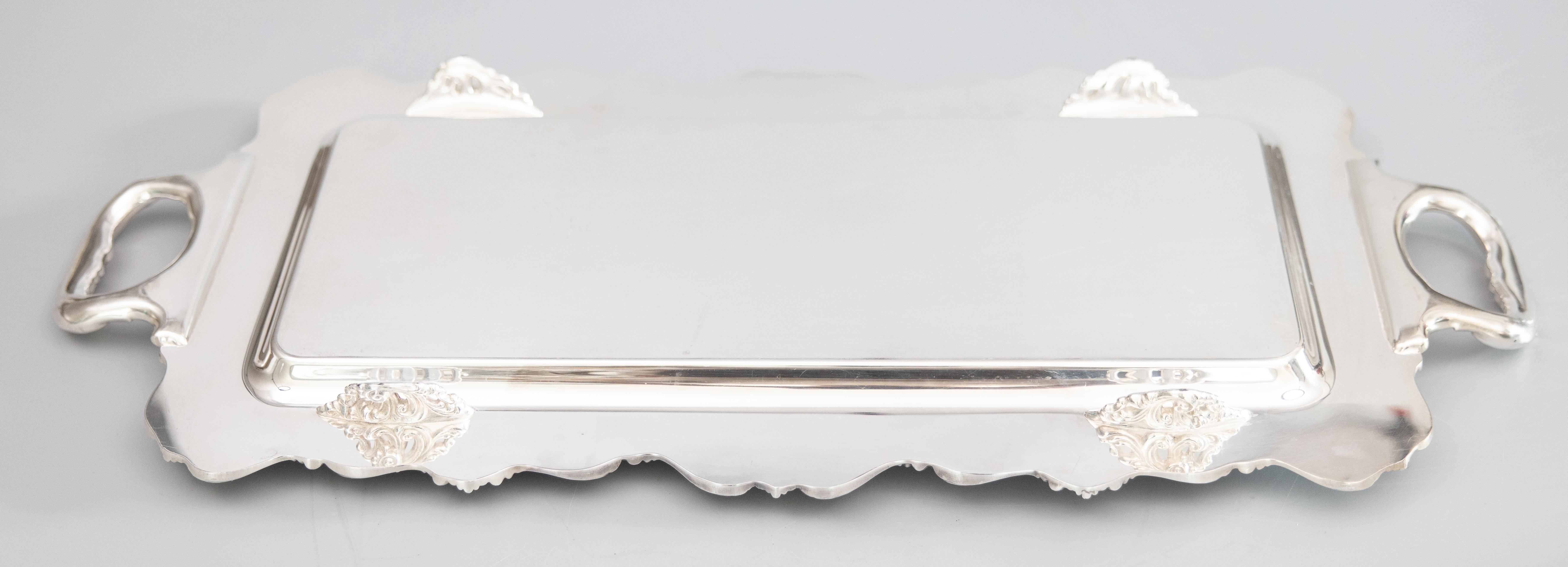1930s Silver Plate Oblong Footed Tray With Handles by W&S Blackinton  3