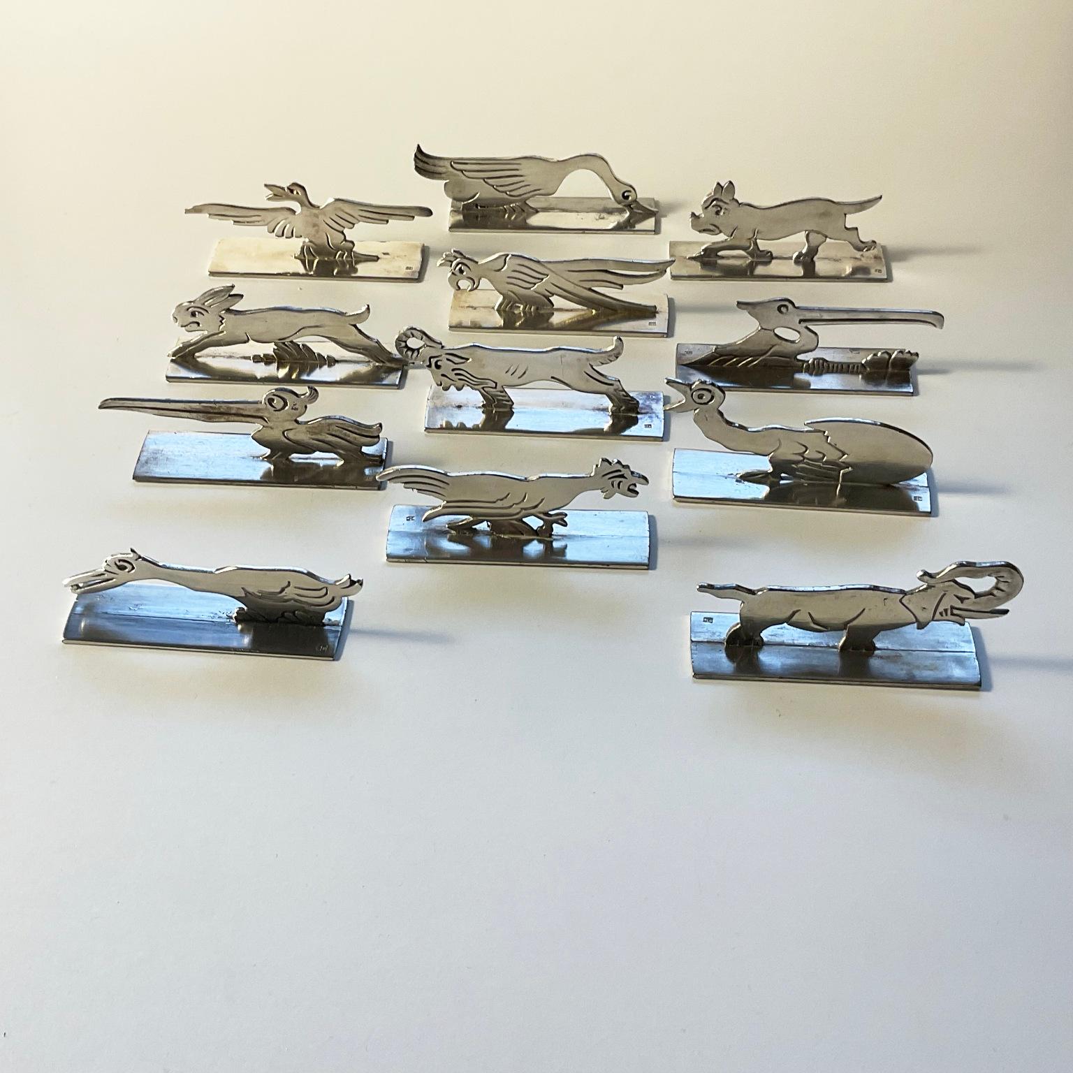1930s Silver Plated Knife Rests by the French Illustrator Benjamin Rabier  For Sale 8