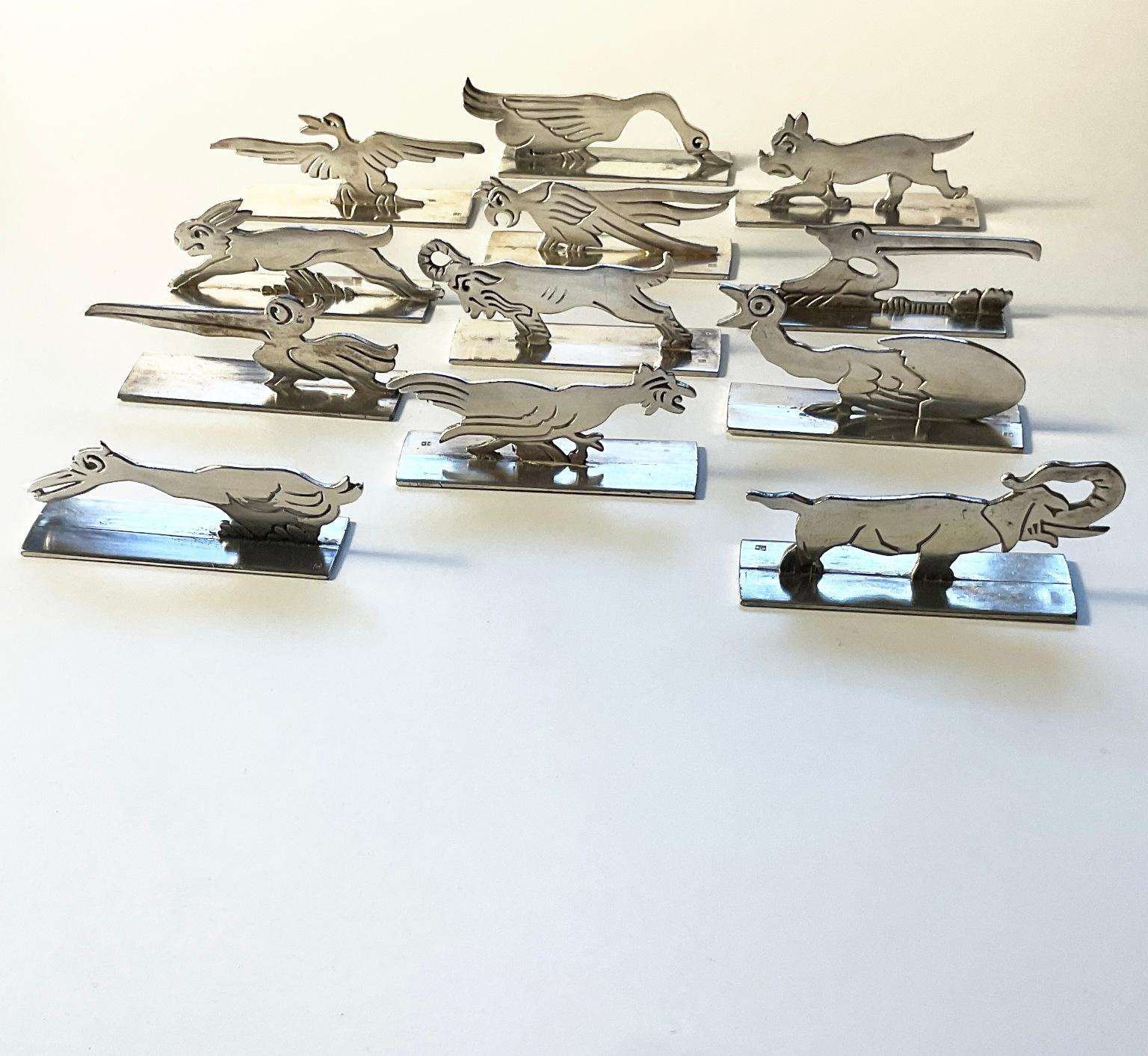 Art Deco 1930s Silver Plated Knife Rests by the French Illustrator Benjamin Rabier  For Sale
