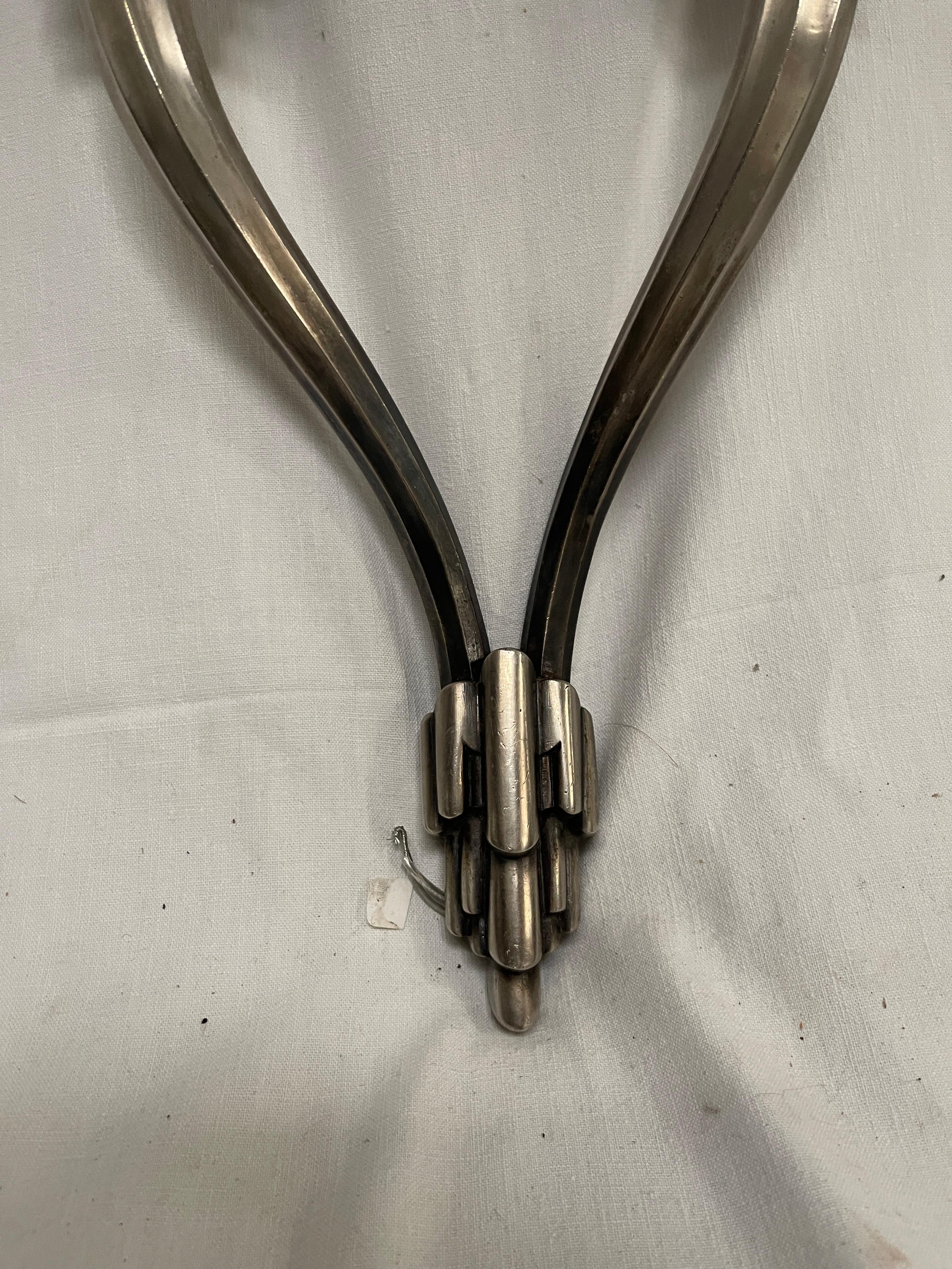French 1930's silver plated sconces in the style of Jacques-Emile Ruhlman For Sale