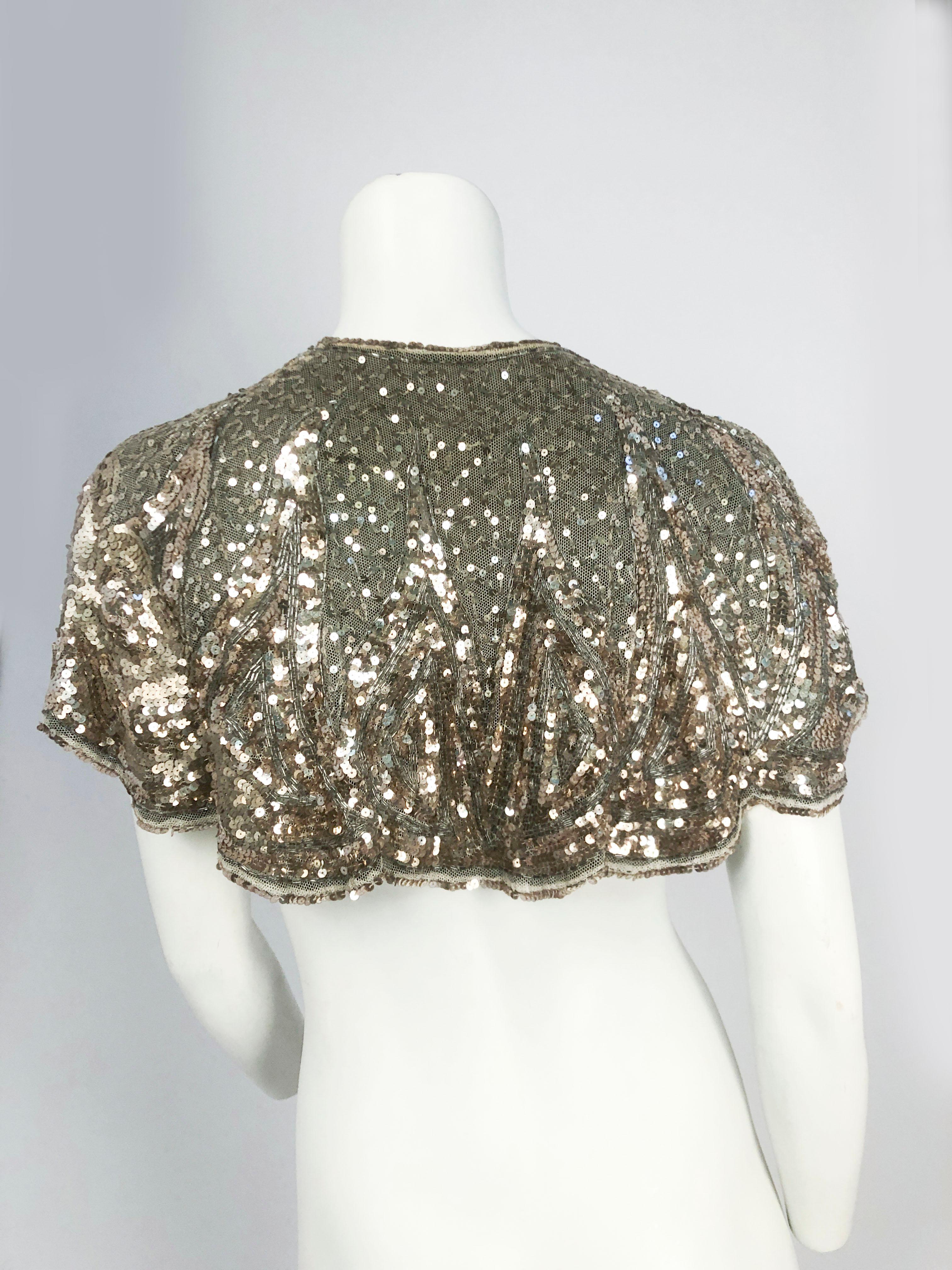 1930s Silver Sequin Capelet In Good Condition In San Francisco, CA