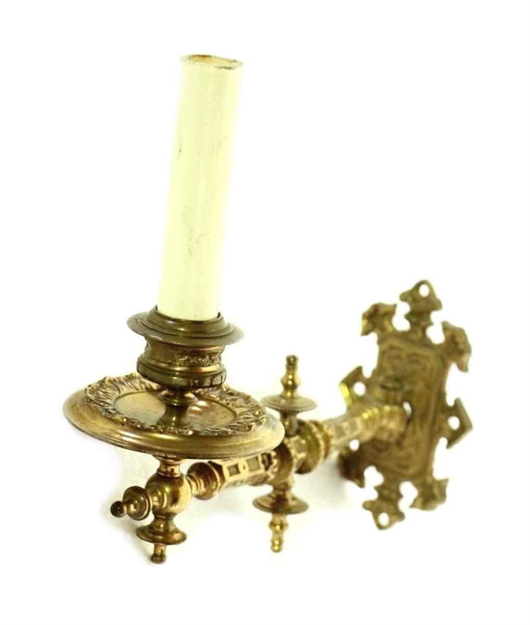 American 1930s Single Gold over Bronze Piano Sconce with Ornate Detail