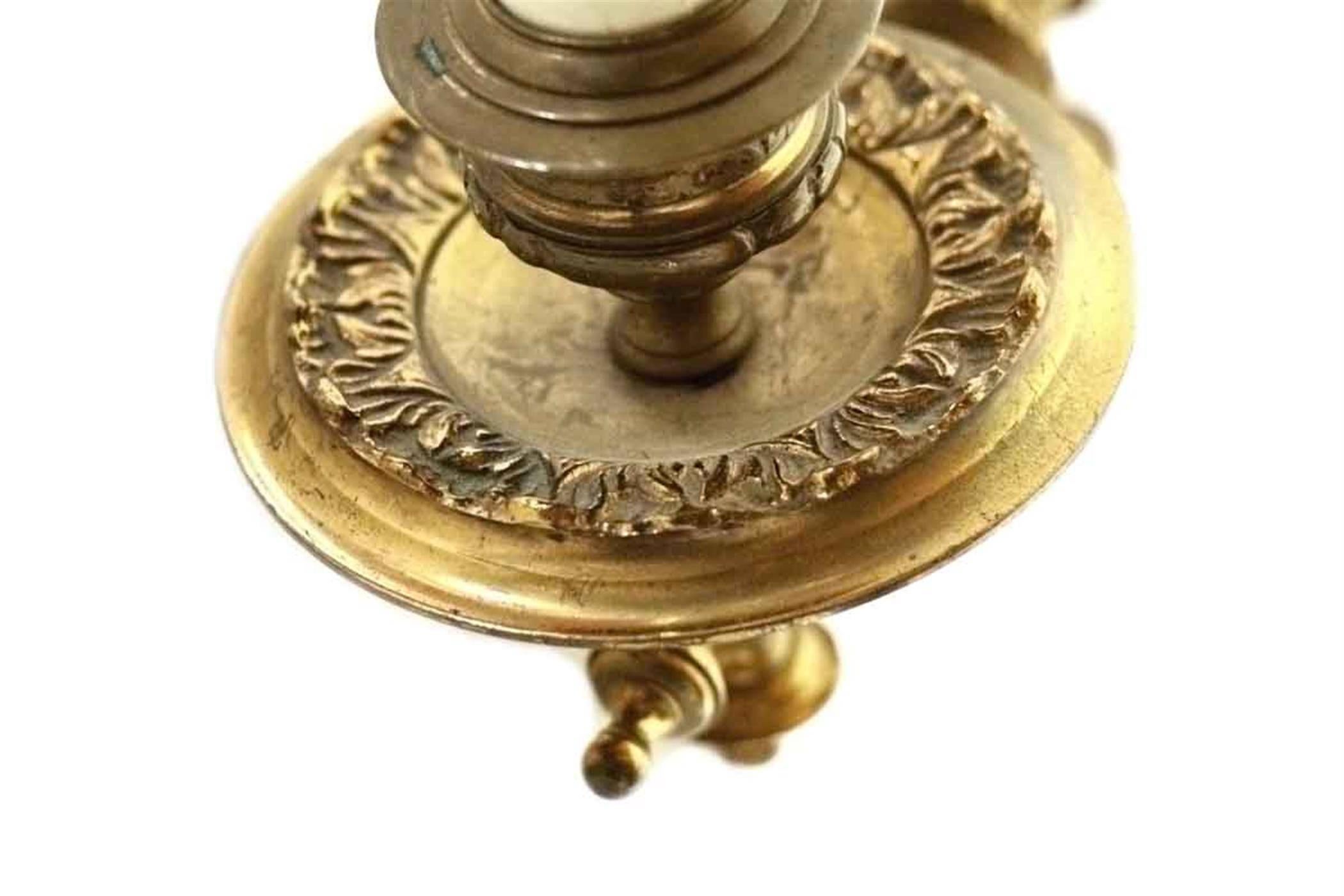 Gilt 1930s Single Gold over Bronze Piano Sconce with Ornate Detail