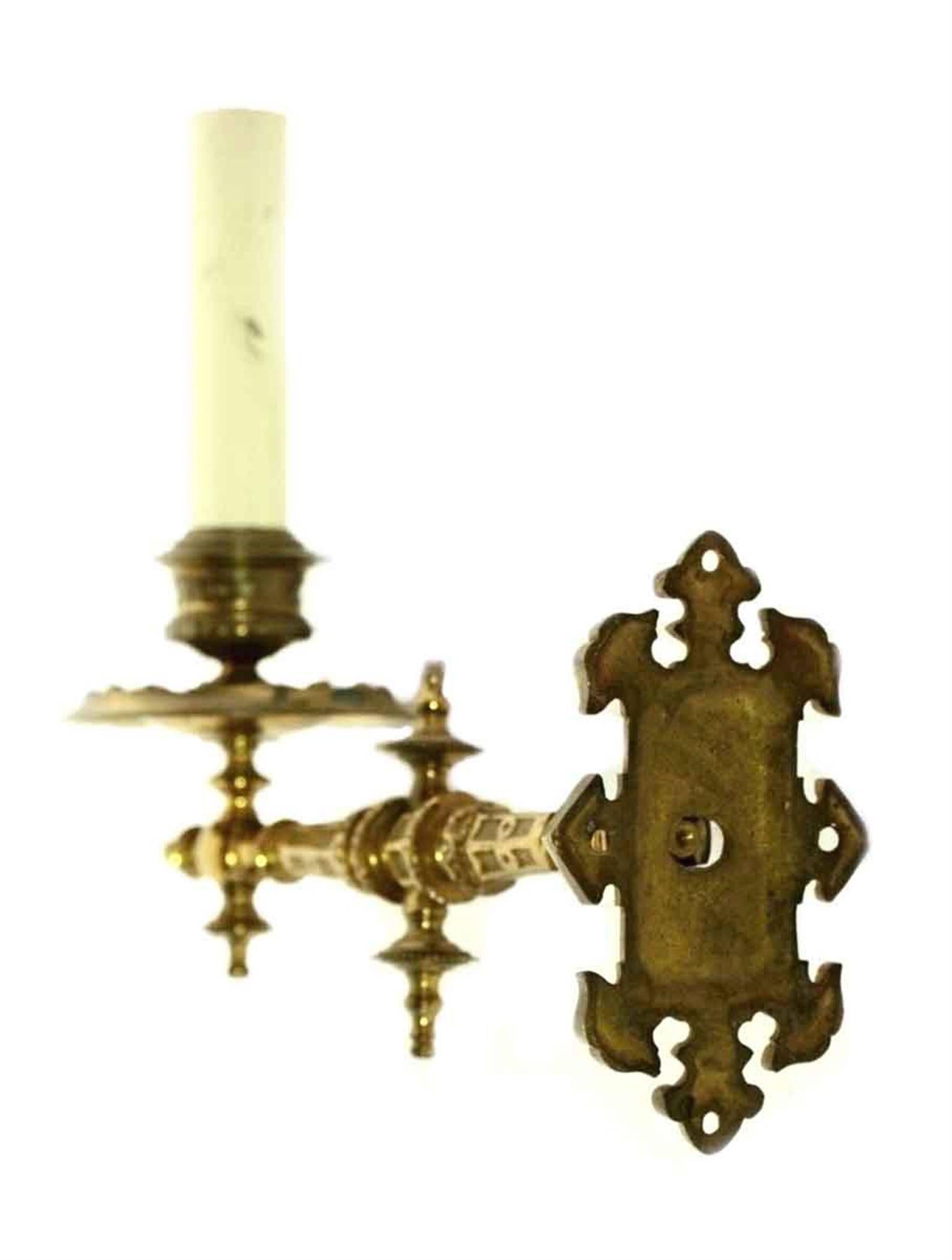 1930s Single Gold over Bronze Piano Sconce with Ornate Detail 1