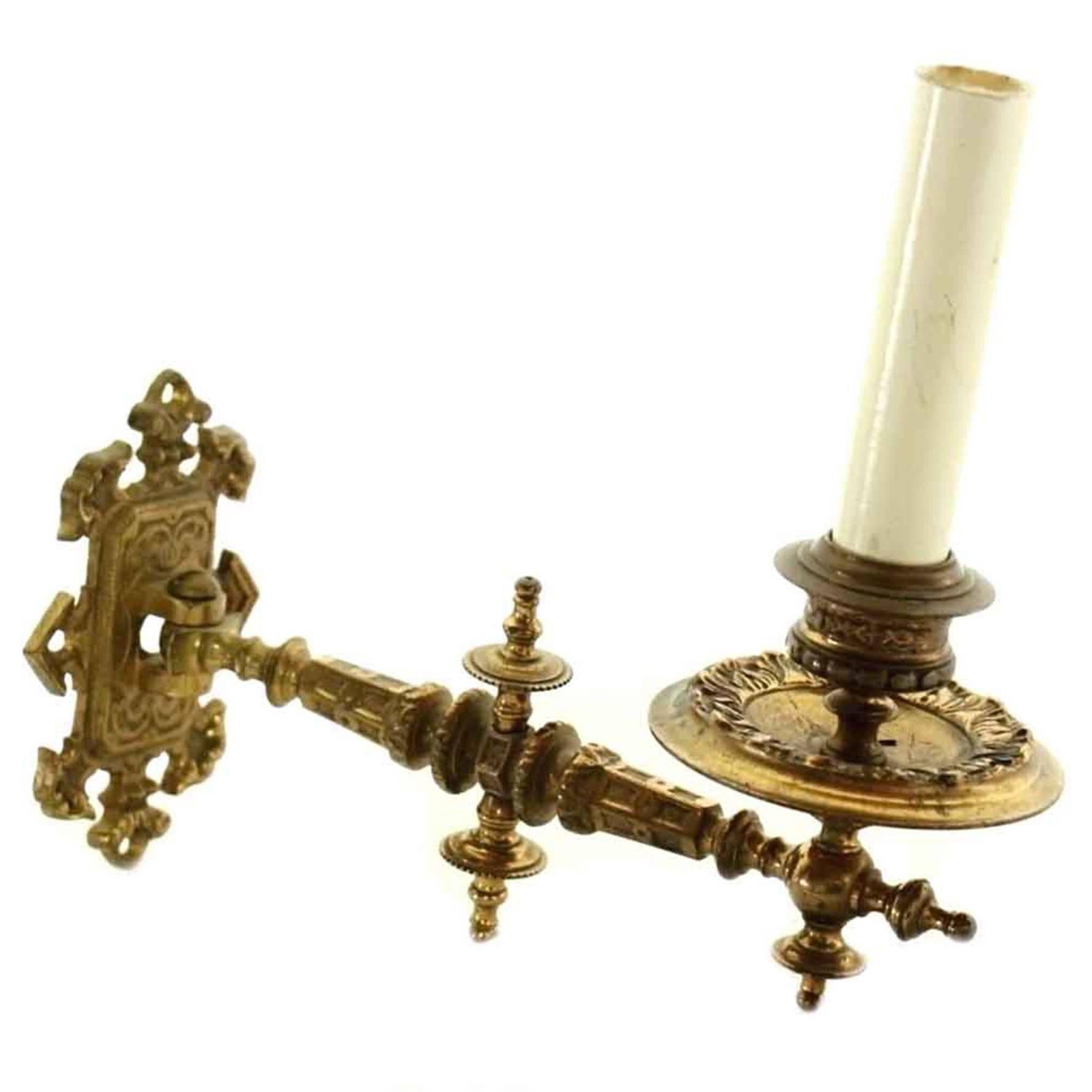 1930s Single Gold over Bronze Piano Sconce with Ornate Detail