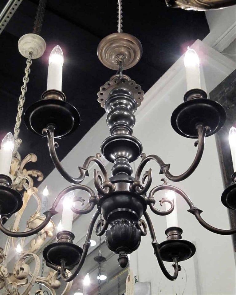 1930s SixLight Chandelier with Oil Rubbed Bronze Finish For Sale at