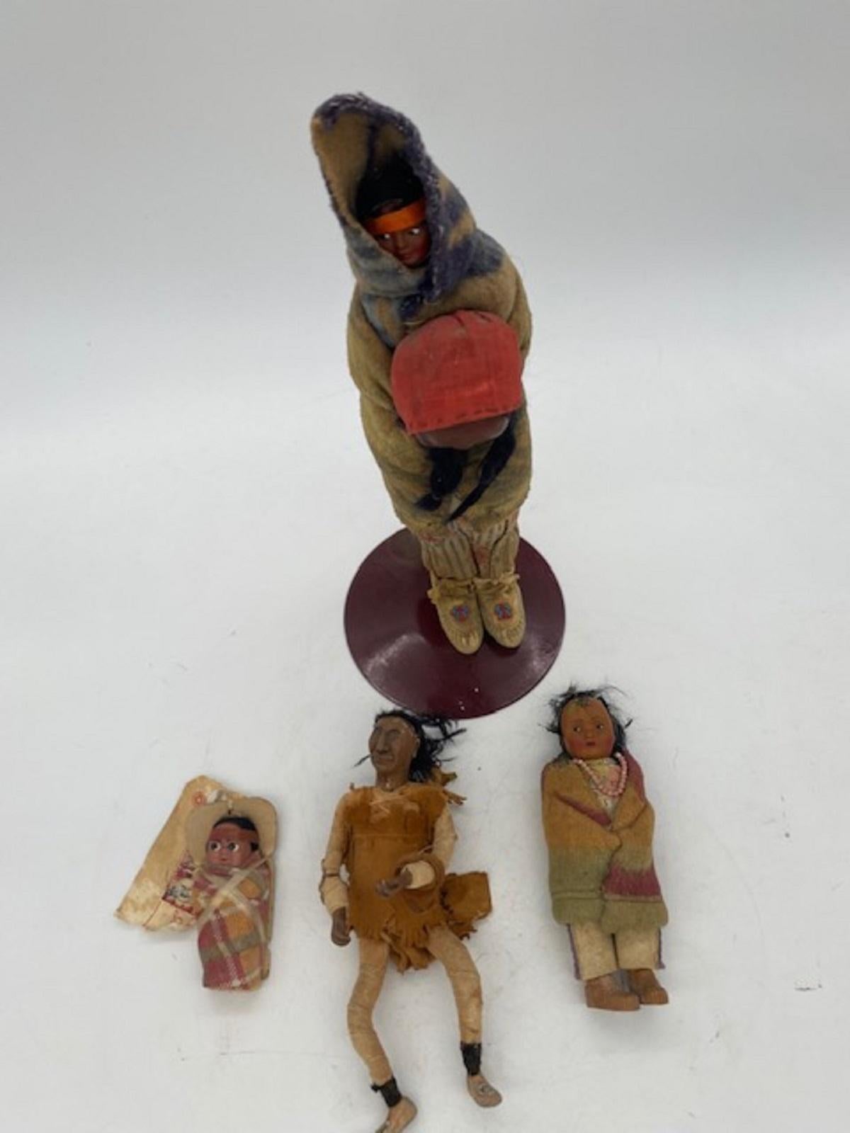 1930s Skookum Native American Dolls Mix Match Set of 4 In Good Condition For Sale In Van Nuys, CA