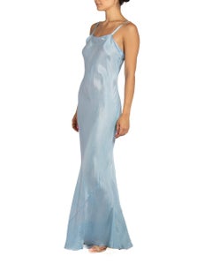 1930S Sky Blue Silk Slip