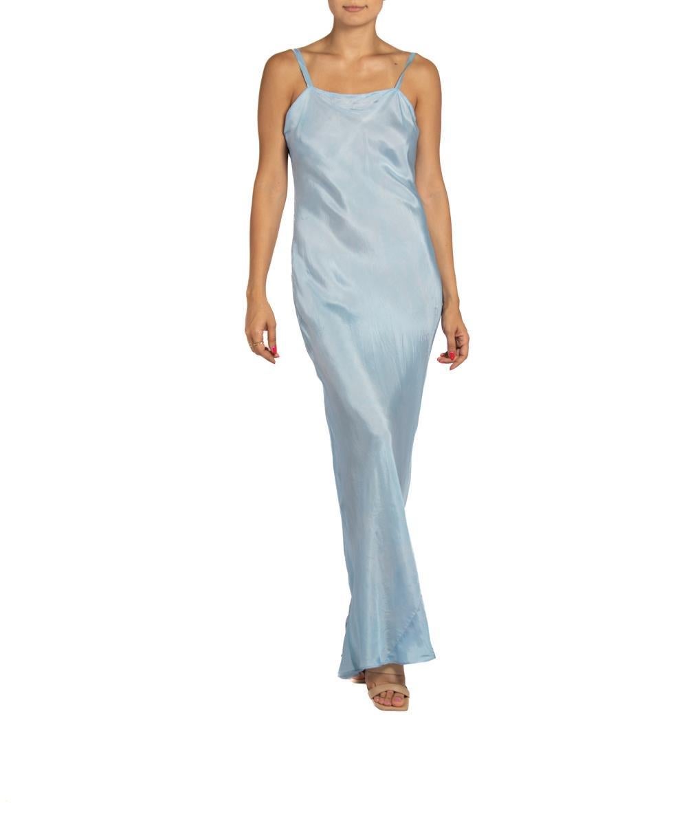 1930S Sky Blue Silk Slip In Excellent Condition For Sale In New York, NY